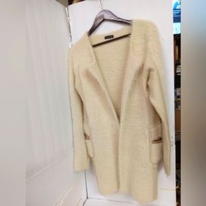 YOU YOU Cardigan Longline Beige Fuzzy, Pockets